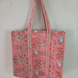 Bolsos de Mano de Moda para Viaje, Primavera-Verano, Bolso Tote Acolchado de Algodón con Estampado a Mano, Bolso de Hombro Bohemio - Product Image 1