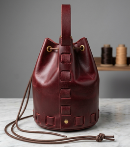 Sac seau pour femme Anwar Enterprises, marque célèbre, en cuir pleine fleur souple et tendance, avec fermeture à cordon, toutes saisons, sans coutures - Product Image 1