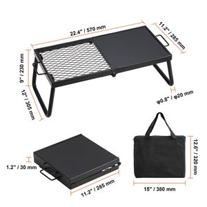 Grille de camping pliable 22,4 pouces en acier robuste avec grille en maille, équipement de cuisson portable pour foyer de camping - Product Image 5