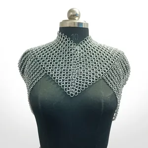 Collar de Cota de Malla Medieval Hecho a Mano para Mujer, Anillos de Aluminio, Disfraz de Fantasía Renacentista, Armadura para Nochebuena - Product Image 1
