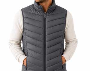 Gilet matelassé bleu marine pour homme, col montant, coupe-vent décontracté, vêtement d'hiver, couleur unie, coupe ajustée, vêtement d'extérieur - Product Image 4