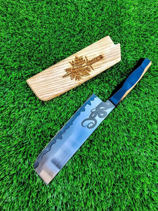 มีดปังตอเหล็กดามัสกัสลายปลาหมึกสีน้ำเงิน Prestige Blades ขนาด 12 นิ้ว ด้ามเรซิ่นตีขึ้นรูปด้วยมือ ผิวขัดเงา มีดทำครัว - Product Image 6