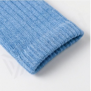 Crew <b>Socks</b> Solid Blue Ribbed Knitted Breathable Casual Adult Regular Fit - Product Image 4