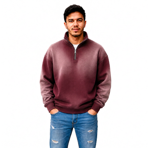 Pull à col zippé pour homme effet délavé personnalisé, style streetwear, vente en gros, marque privée, fournisseur et fabricant de vêtements OEM - Product Image 6