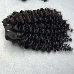 Extensiones de Cabello Humano Natural de Colores Naturales, Rizado Kinky Indio, de un Solo Donante, No Remy, con Cutícula Alineada, Doble Trama a Máquina, Venta al por Mayor - Product Image 5