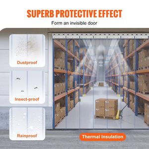 Rideau à bandes en PVC transparent de 84 po de hauteur x 42 po de largeur, épaisseur de 0,08 po, lot de 7 pièces, pièces en plastique pour porte de congélateur et réfrigérateur - Product Image 3