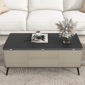 Set di 5 Tavoli Convertibili con Piano Sollevabile per Caffè e Pranzo, con Pouf Contenitori per Uso Multifunzionale - Product Image 5