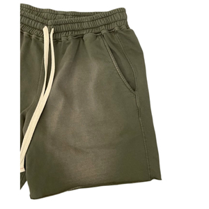 Shorts tricotés pour hommes, style décontracté, taille élastique, délavés à l'acide, effet soleil, bords bruts, style vintage, fabrication OEM sur mesure - Product Image 2