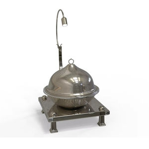 Compre un calentador de comida (chafing dish) redondo de acero inoxidable para servir alimentos en bodas y fiestas. - Product Image 3