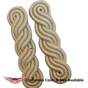 KEW Eco-Friendly Vintage Embroidered Bullion Wire Mylar Thread Customizable Size/Color/Material Epaulettes <b>Braided</b> <b>Accessory</b> - Product Image 2
