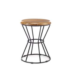 Artisan Crafted Wooden Iron Stool Featuring <b>Rustic</b> Industrial Design For Modern <b>Home</b> Kitchen Bar Seating <b>Decor</b> - Product Image 5