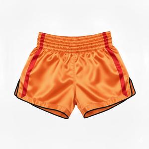 Pantalones Cortos de Muay Thai Personalizados al por Mayor con Logotipo, Pantalones de Entrenamiento de Kickboxing de Satén Naranja Premium, Pantalones Deportivos Retro con Franja Lateral para Gimnasio y Fitness - Product Image 1