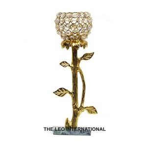 Gold Plated Candle <b>Stand</b> <b>With</b> Crystal Votive New Look in Metal Candle <b>Stand</b> Handmade Candle Holders in Wholesale Price - Product Image 3