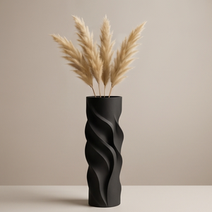 แจกันสีดำสไตล์มินิมอลร่วมสมัย งานหล่อแบบมีเท็กซ์เจอร์ ของตกแต่งศิลปะ รับสั่งซื้อจำนวนมาก - Product Image 3