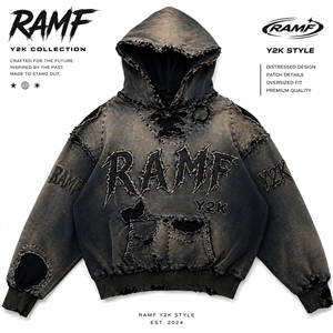 Sweat à capuche personnalisé de haute qualité, écologique, épais, 5XL, unisexe, avec broderie 3D Y2K, 400gsm 500gsm, coupe courte - Product Image 3