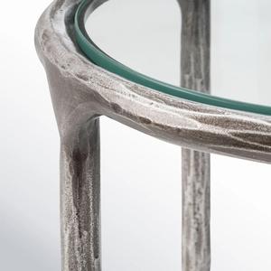 Mesa Auxiliar Refinada y Elegante con Tapa Redonda, Base de Pedestal Sólida y Diseño Cónico, Mesa Lateral de Lujo para Bares - Product Image 3