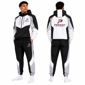 Conjunto de Chaqueta y Pantalones Deportivos Personalizados para Hombre, con Logotipo Bordado, Chaqueta con Bloques de Color, Fabricante de Ropa Deportiva OEM, Impermeable - Product Image 2