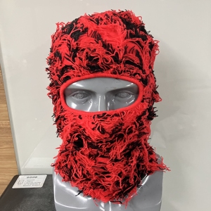 Wholesale Distressed Fashion Cotton Striped One Hole Ski Mask Beanie Winter Warm Knitted Face Cover - Product Image 6