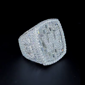 <b>Mens</b> Moissanite 925 <b>Silver</b> Iced Baguette Signet <b>Ring</b> Square Statement Luxury Fashion <b>Ring</b> - Product Image 4