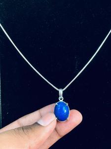 Collar Ovalado Azul Intenso con Colgante de Piedra, Joyería de Plata Alemana, Regalo para Mujer, Gema Azul de Alta Calidad, Hecho a Mano, Venta al por Mayor - Product Image 3