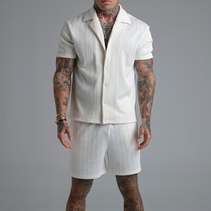 Pantalones Cortos Casuales de Algodón para Hombre de Alta Calidad, al por Mayor, Personalizados, hasta la Rodilla, Estilo Bermuda, para Playa, con Cierre y Botones Decorativos, Tejidos - Product Image 1