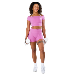 Top Corto Deportivo Sin Costuras para Mujer, Color Rosa Orquídea, Suave y Elástico, para Gimnasio, Yoga, Entrenamiento, Fitness, Ropa Deportiva - Product Image 4