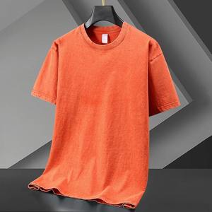 Bearfit High Quality Orange Colour Custom Acid Wash 100% Cotton Soft feel <b>T</b>-<b>Shirt</b> Round Neck Short Sleeve <b>Men</b> Street Wear - Product Image 1