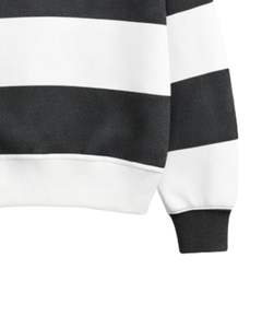 Sudadera con Cierre de Cremallera a Rayas Blancas y Negras para Hombre, Cuello Camisero, Felpa, Informal, Invierno, Fabricante OEM Personalizado - Product Image 6