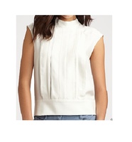 Chemise en crochet Executive Grace, tissu en dentelle blanche, haut ajusté avec col rond, manches courtes et bas droit