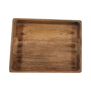 Plateau de service rectangulaire moderne en bois de manguier massif pour le thé, le petit-déjeuner, les aliments, le café, avec poignées faciles à manipuler, grande vaisselle de table ou de bureau - Product Image 2