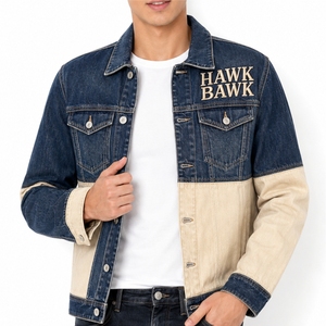 Men's Block Denim <b>Jacket</b> Modern Style Casual Wear Durable Quality Custom Made Export Quality Custom Made <b>Jacket</b> - Product Image 1