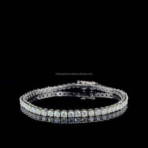 Bracelets de tennis 4 MM D E F couleur ronde Moissanite Diamants VVS + Clarity Beautiful Sterling Silver Bracelets Cadeau de mariage - Product Image 1