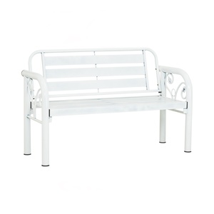 Modern White All Metal 2-Seater <b>Bench</b> Patio Garden Café Indoor Hallway Outdoor Loveseat <b>Bench</b> KD - Product Image 1