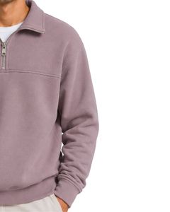 Sudadera con cremallera de un cuarto para hombre, morado claro, oversize, de forro polar, manga larga, estilo casual urbano, personalizada, de algodón grueso - Product Image 4