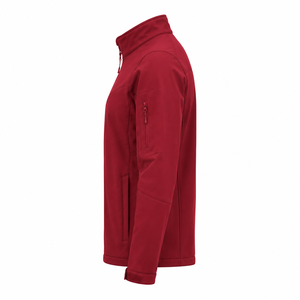 Chaqueta Softshell Roja para Hombre, Cuello Alto, Cierre de Cremallera, Resistente al Viento, Informal, para Exteriores, Corte Regular, Color Sólido, Poliéster - Product Image 1