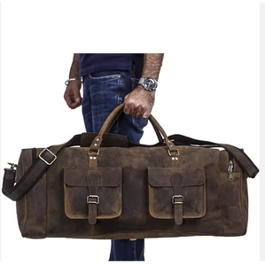 Sac de voyage en cuir véritable grande capacité pour homme – Idéal pour la gym, les week-ends et les séjours d'une nuit - Product Image 3