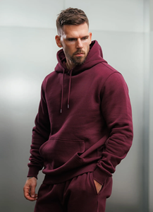 men fitted tracksuit slim fit cotton <b>polyester</b> fabric zipper hoodie <b>jogger</b> set training gym wear sportswear set - Product Image 5