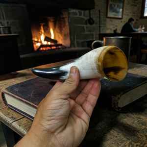 Mini cuenco vikingo de alto acabado, hecho a mano con cuerno de buey negro y blanco, vaso para chupitos a prueba de fugas al mejor precio. - Product Image 1