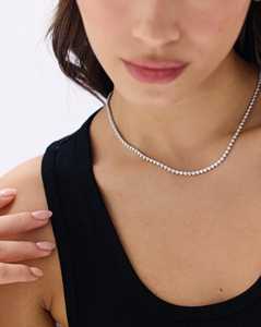 Colliers tennis en diamant en or massif 14K, vente en gros, avec diamants de laboratoire taille ronde de 3 ou 5 carats, chaîne ras-de-cou pour superposition, bijoux fins de luxe - Product Image 2
