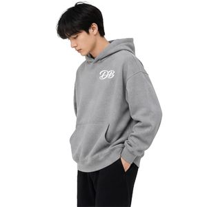 Sweat à capuche gris premium pour homme et femme, en molleton de coton doux, pull décontracté, streetwear - Product Image 5