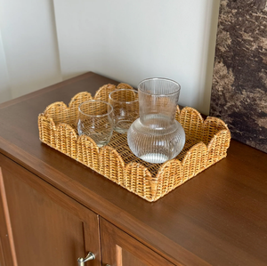 Plateau décoratif en rotin tissé à la main, motif artistique unique, article de table tendance, vente en gros - Product Image 6