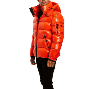 Men's Winter Outdoor Zipper Jacket Fur Decoration Custom Logo Quilted Brown Polyester <b>Stand</b> Short Puffer Wholesale Sublimation - Product Image 2