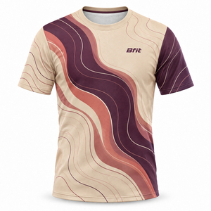 Camiseta Deportiva de Manga Corta para Hombre Bfit con Patrón Geométrico, Secado Rápido, Corte Regular, Cuello Redondo, Tejido de Punto, 100% Algodón, 180 Gramos - Product Image 1