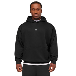 Mens Oversized <b>Black</b> Hoodie Heavyweight <b>Fleece</b> Pullover Sweatshirt Relaxed Fit Casual Streetwear Style - Product Image 1