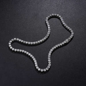 Most Selling Tennis Chain Necklace Hip Hop Bling Cubic Zirconia Diamond Look Gold Silver Jewelry For Unisex Available For Sale - Product Image 2