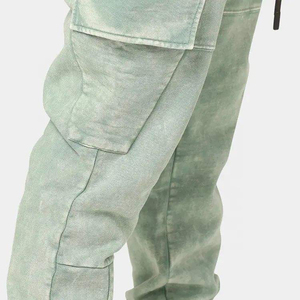 Men Washed Cotton <b>Cargo</b> Sweatpants <b>Elastic</b> <b>Waist</b> Drawstring Casual Joggers Multiple Pockets Spring Streetwear <b>Pants</b> - Product Image 5