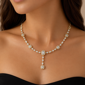 Elegant Emerald Cut Lab Grown Diamond Necklace 10k Gold Igi Certified Ef Clarity Fine Jewelry Collet Setting Tennis <b>Neckless</b> - Product Image 1