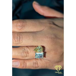 Exclusive VVS Moissanite Diamond in 925 Sterling Silver Ring Featuring Pear and Princess Cuts By Trisha Jewels - Product Image 4