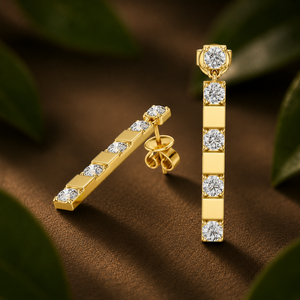 Pendientes Colgantes Modernos Personalizados con Diamantes Cultivados en Laboratorio, Corte Brillante, 1.10 CTW, EF VVS2 VS1, Oro Amarillo de 14K/18K, Chapado en Rodio - Product Image 2