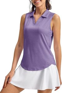 Polo de golf sans manches professionnel pour femme - Débardeur athlétique à col en V - Haut de performance à séchage rapide pour les sports d'été - Product Image 4